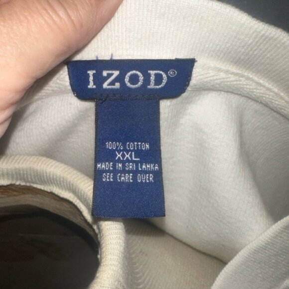 Izod Mens Golf Sweater Vest Beige Size XXL Cotton EUC Knit Pattern - Picture 3 of 3